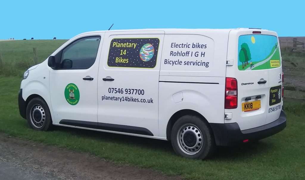 This is the planetary 14 bikes service van which we use to pick up and drop off your bike.
