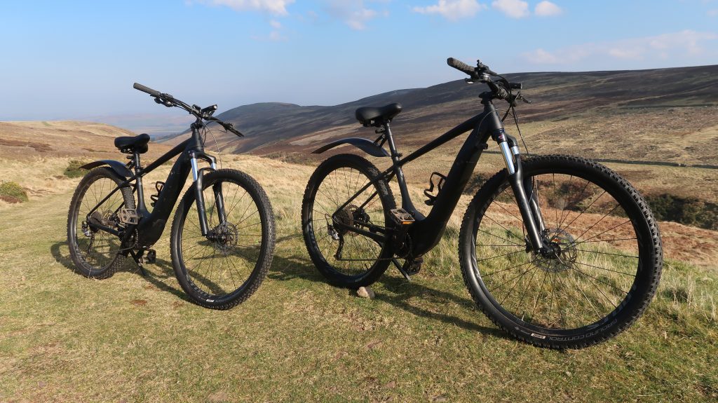 Two go electric hire bike on a trail in the cheviot hills.